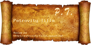 Petrovity Tilla névjegykártya